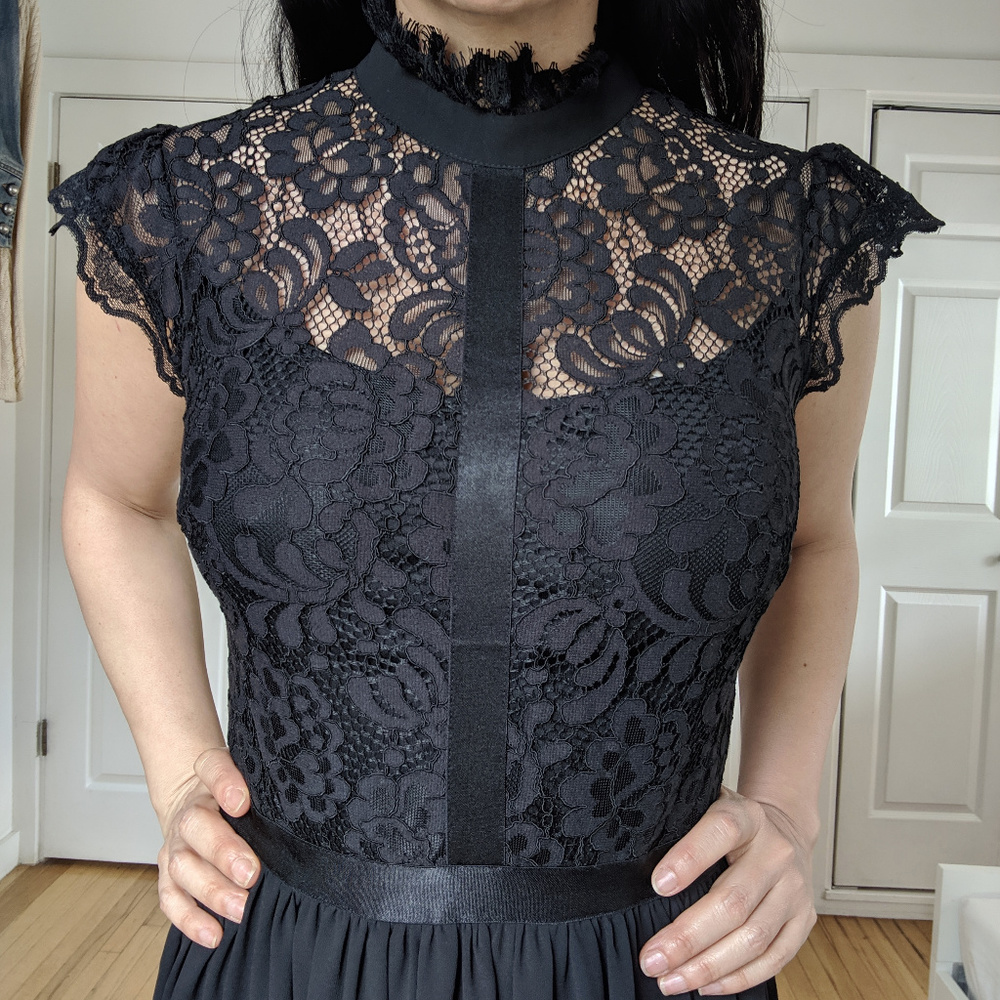 Formal Floral Lace Cap Sleeve Evening Party dress